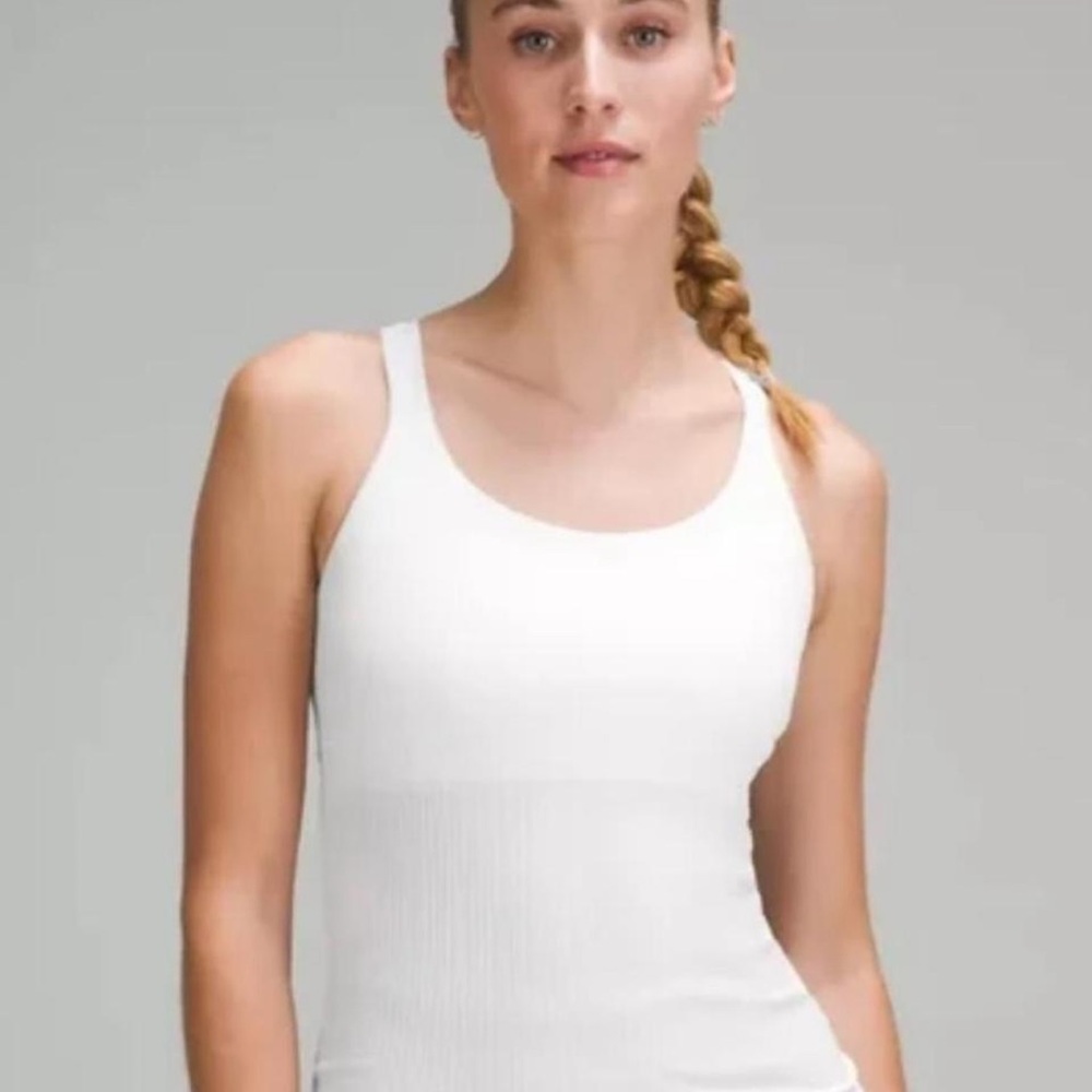 Lululemon Athletica White Fitted Sleeveless Tank Top